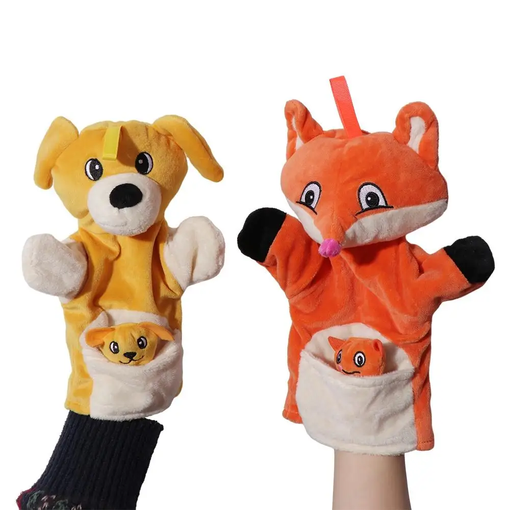 Niedliche Eltern-Kind-Kinderhandpuppe Plüsch Pinguin Fingerpuppe Kaninchen Hund Kinder Plüschhandschuhe Kleinkind