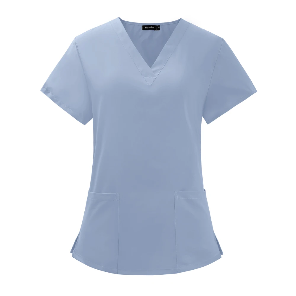 Vestidos cirúrgicos camisa do salão de beleza fina e leve clínica dental acessórios enfermeira respirável esfoliação uniforme superior clinicos mujer