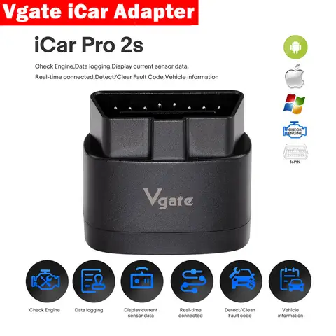 Vgate iCar Pro 2S Bluetooth OBD-II Diagnostic Adapter Work on iOS/Android/Windows for OBD2/EOBD Vehicles