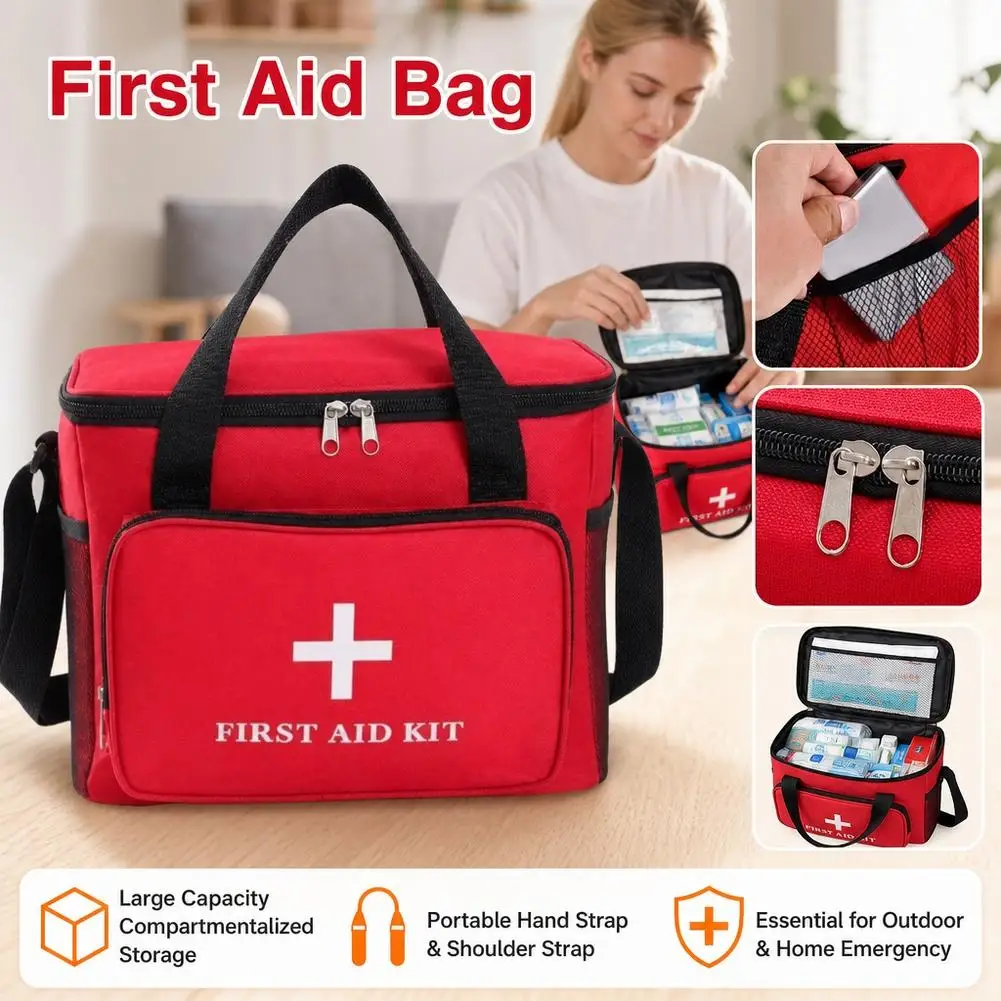 Portable First Aid Emergency Bag Large Capacity Medical Supplies Storage Household Health Organizer