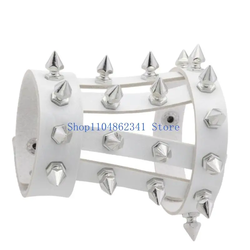 5ASD قابلة للتعديل أصفاد ذراع الشرير سوار لينة بو من جلد المعصم المعدني تصميم المجوهرات القوطية للرجال الموسيقى للنساء