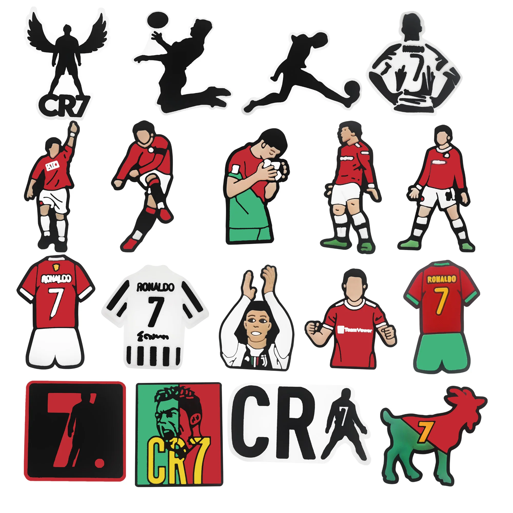 16-25pcs Football Superstar Shoe Buckle Accessories PVC Sandal Shoes Charms Clogs Pins Decor Kids Man Party Gift image 2