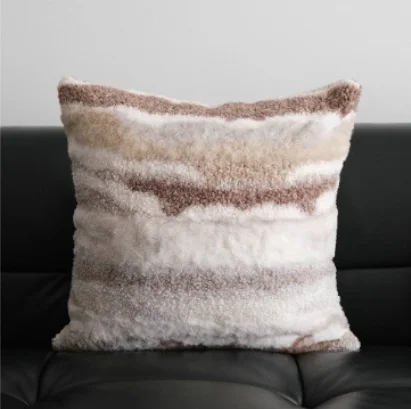 Zwart-wit coole mode kussensloop van lamswol, kussenhoes voor woonkamer, bank, slaapkamer, minimalistische kussenhoes