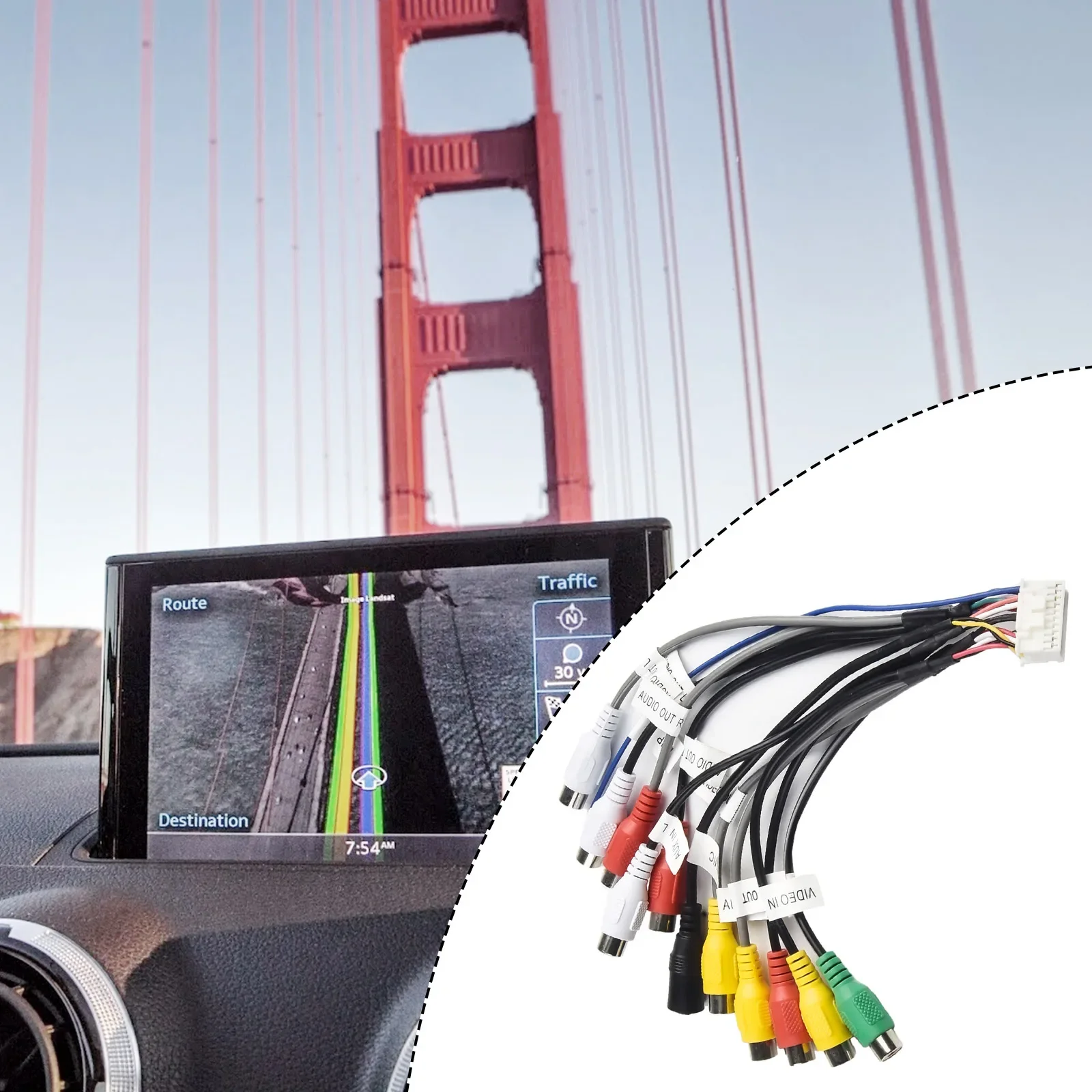 راديو راديو كابل خط اتصال AUX كابل الراديو خط اتصال AUX لمعظم السيارات سهلة الاستخدام التثبيت السريع 12 فولت 20 دبابيس #3