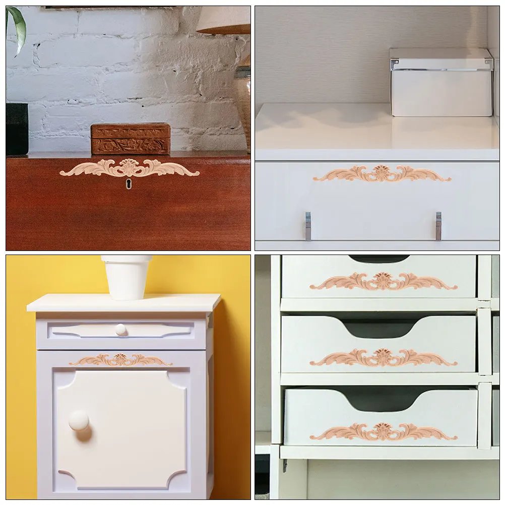 

8pcs European Style Wood Carved Door Header Trim Onlay For Wall Cabinet Furniture Decoration Diy Wooden Applique Carving