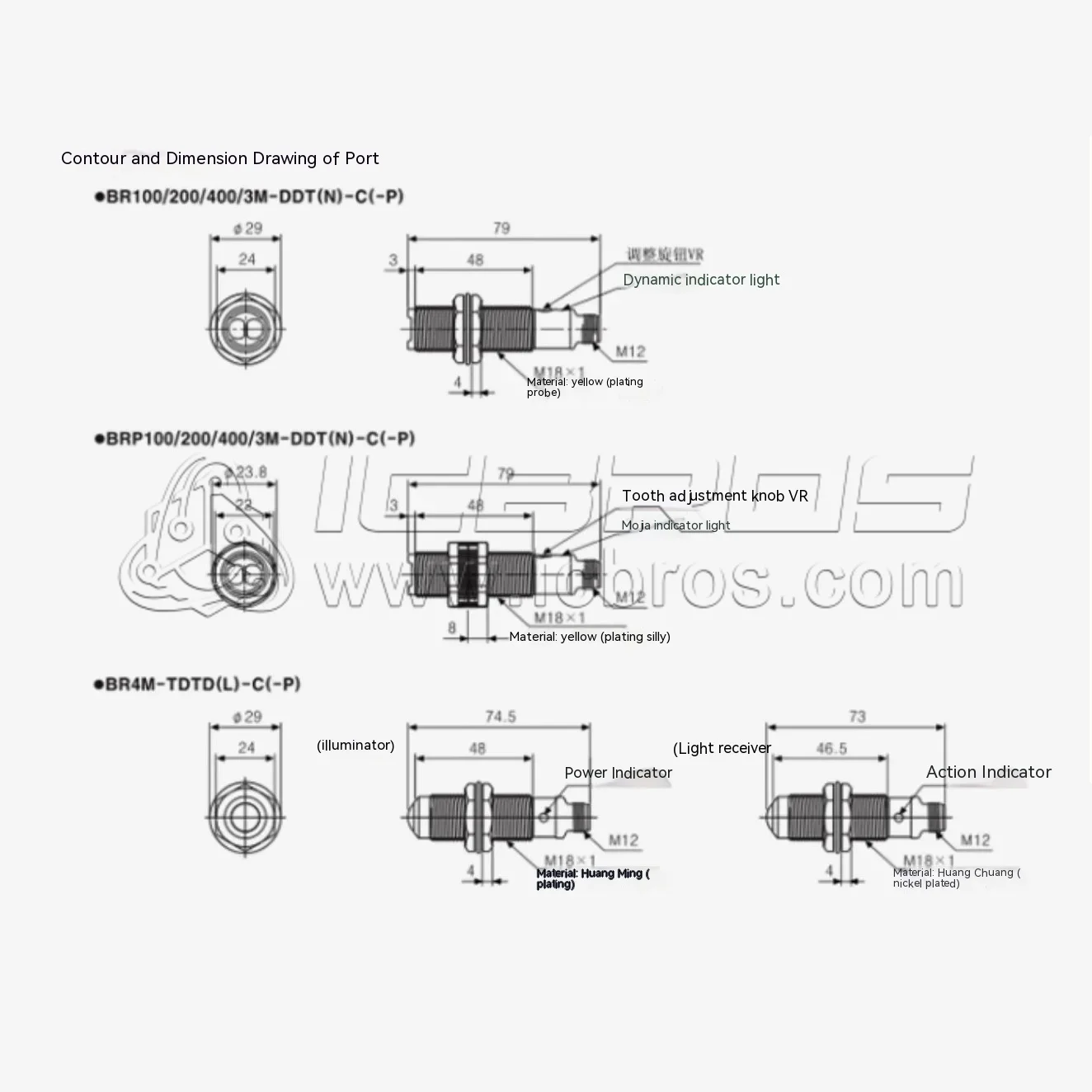 Infrared Photoelectric Switch SenSor BR100-DDT BR400-DDT BR400-DDT-P BR100-DDT-P Three Open And Four Wire Normally Closed 24V