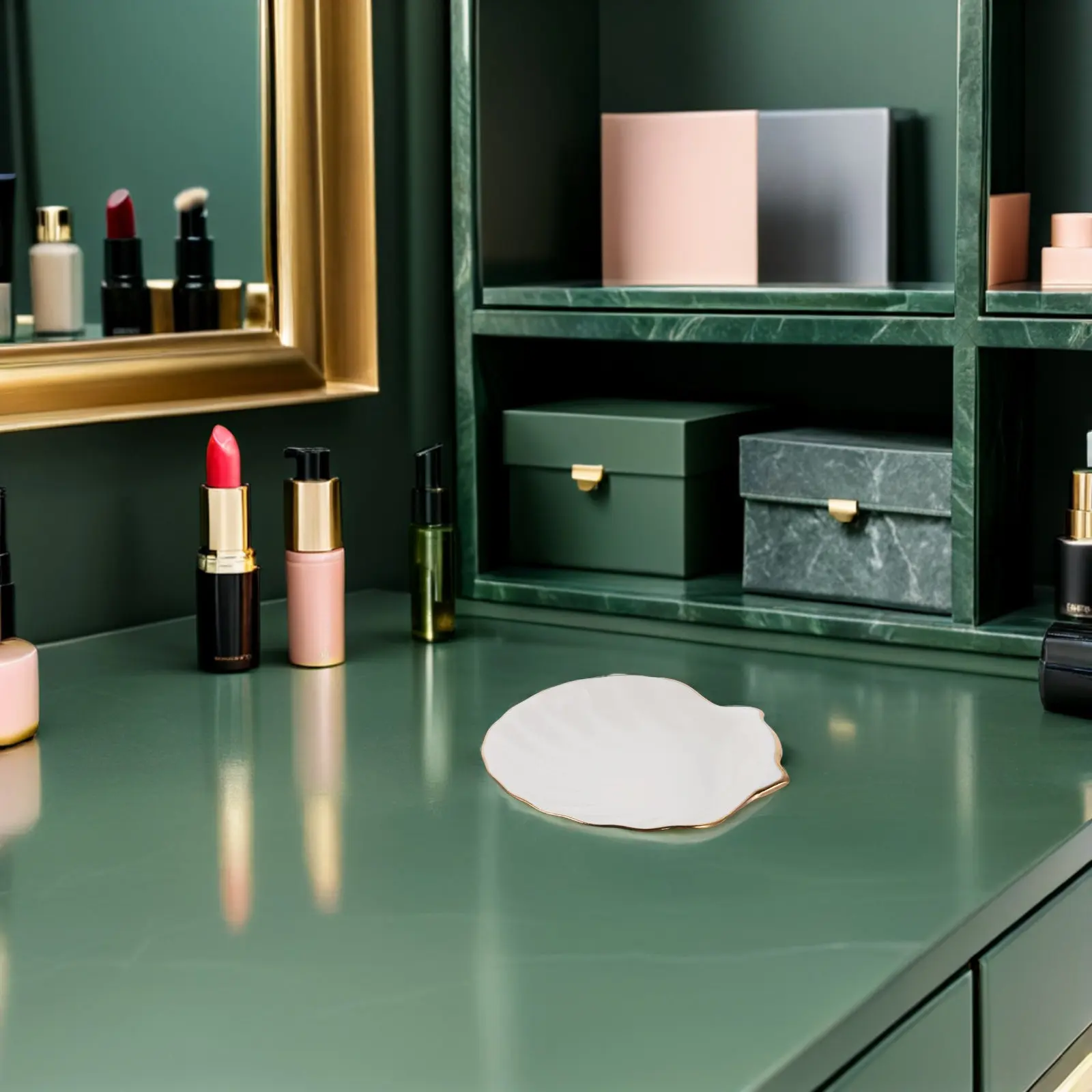 

Ceramic Jewelry Plate Seashell Shape Organizer Earring Bracelet Storage Display Shell Dish for Jewelry Metal Serving Holder