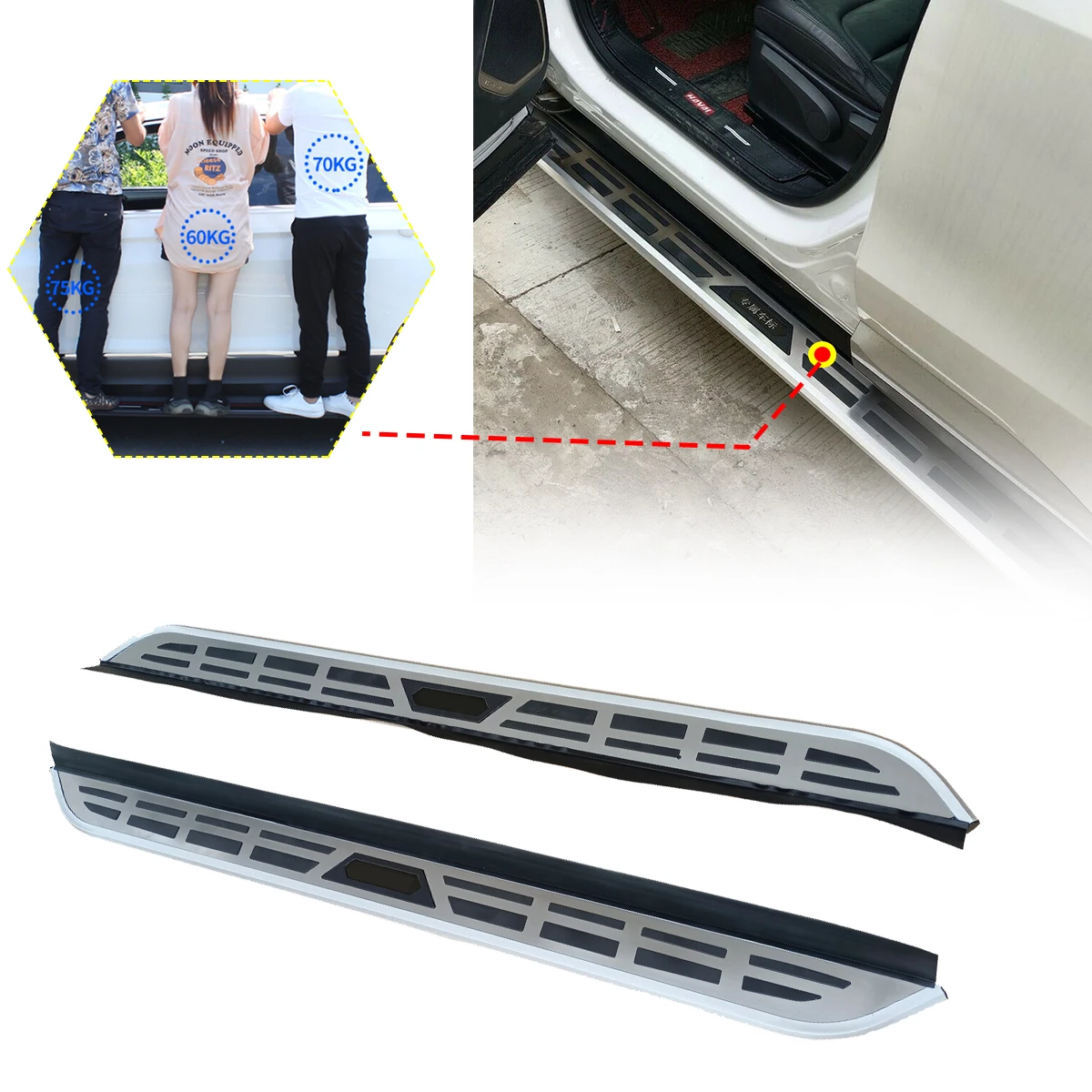 2PCS Side Step fits for Hyundai Santa Fe 2024 2025 Running Board Nerf Bars Stairs Aluminium Pedal