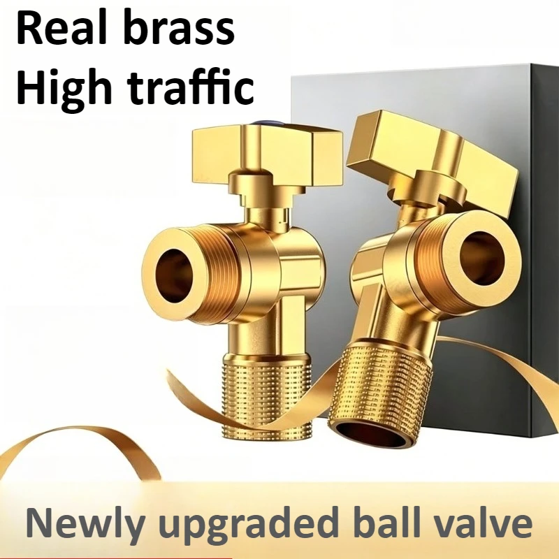 

Brass Large Flow Water Stop Valves Hot and Cold Water G1/2" with Handle Bathroom Kitchen Sink Durable Stop Valve