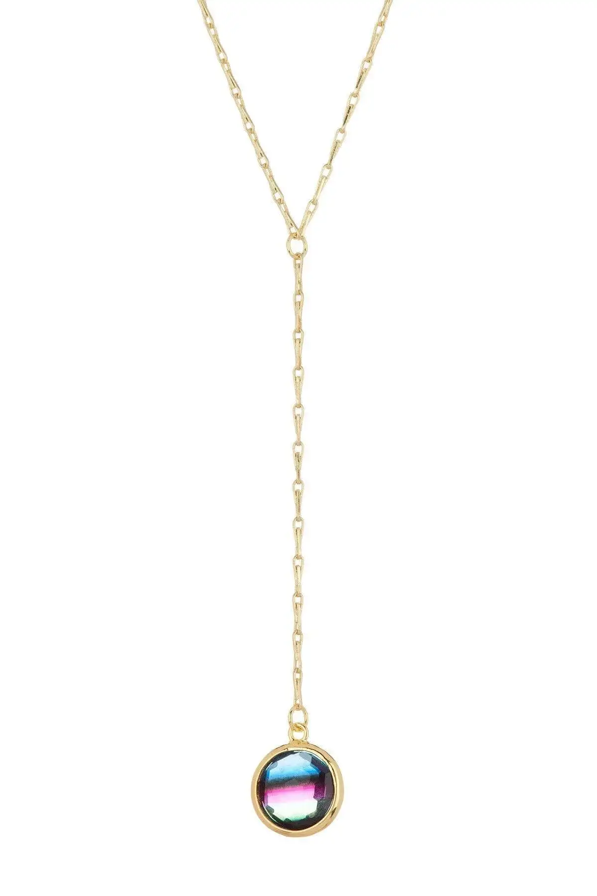 Colorful Tourmaline Crystal Quartz Pendant Jewelry Y Necklace for Women