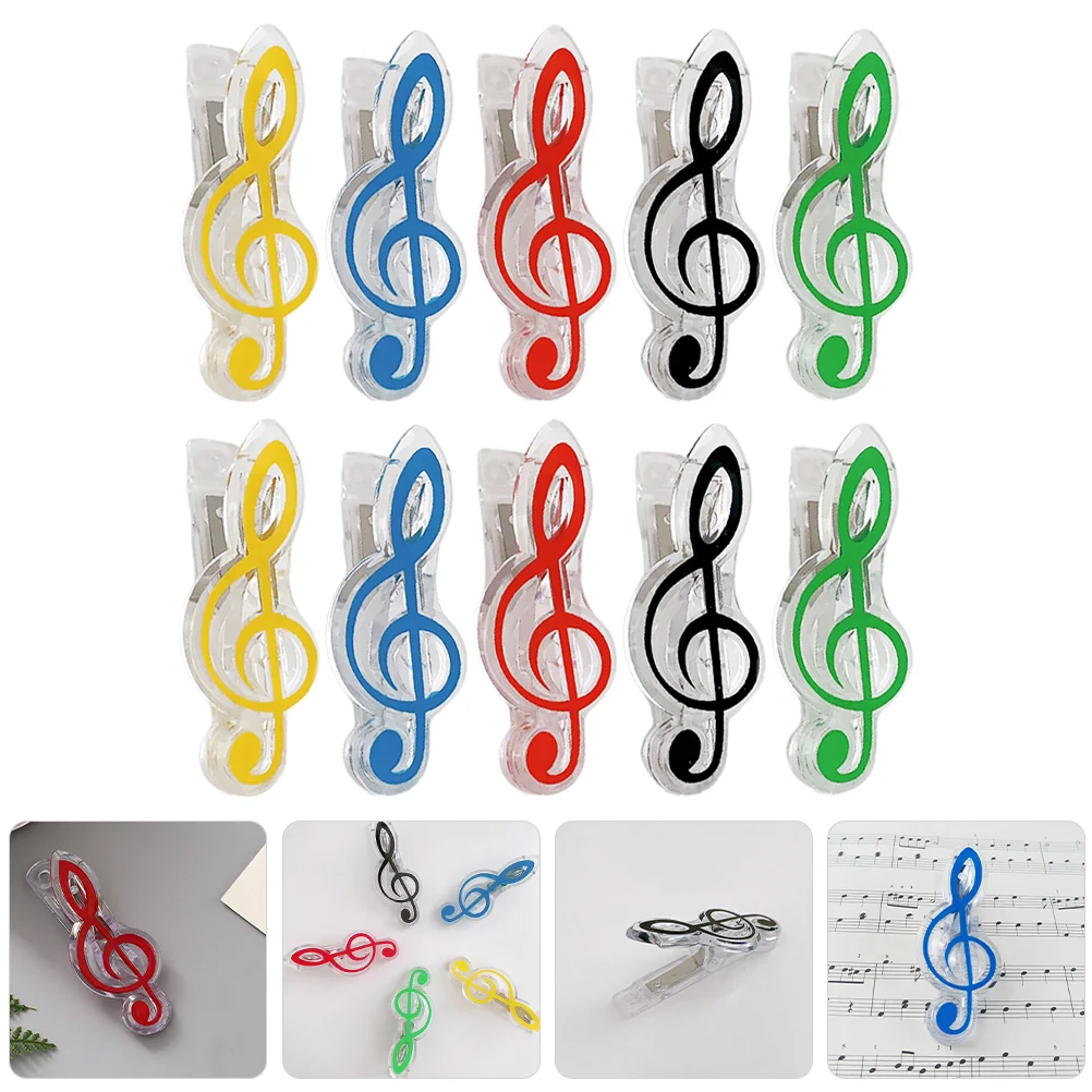 10 Pcs Note Clip Music Themed Musical Paper Holder Bookmarks Supply Clothespins Clips Shaped