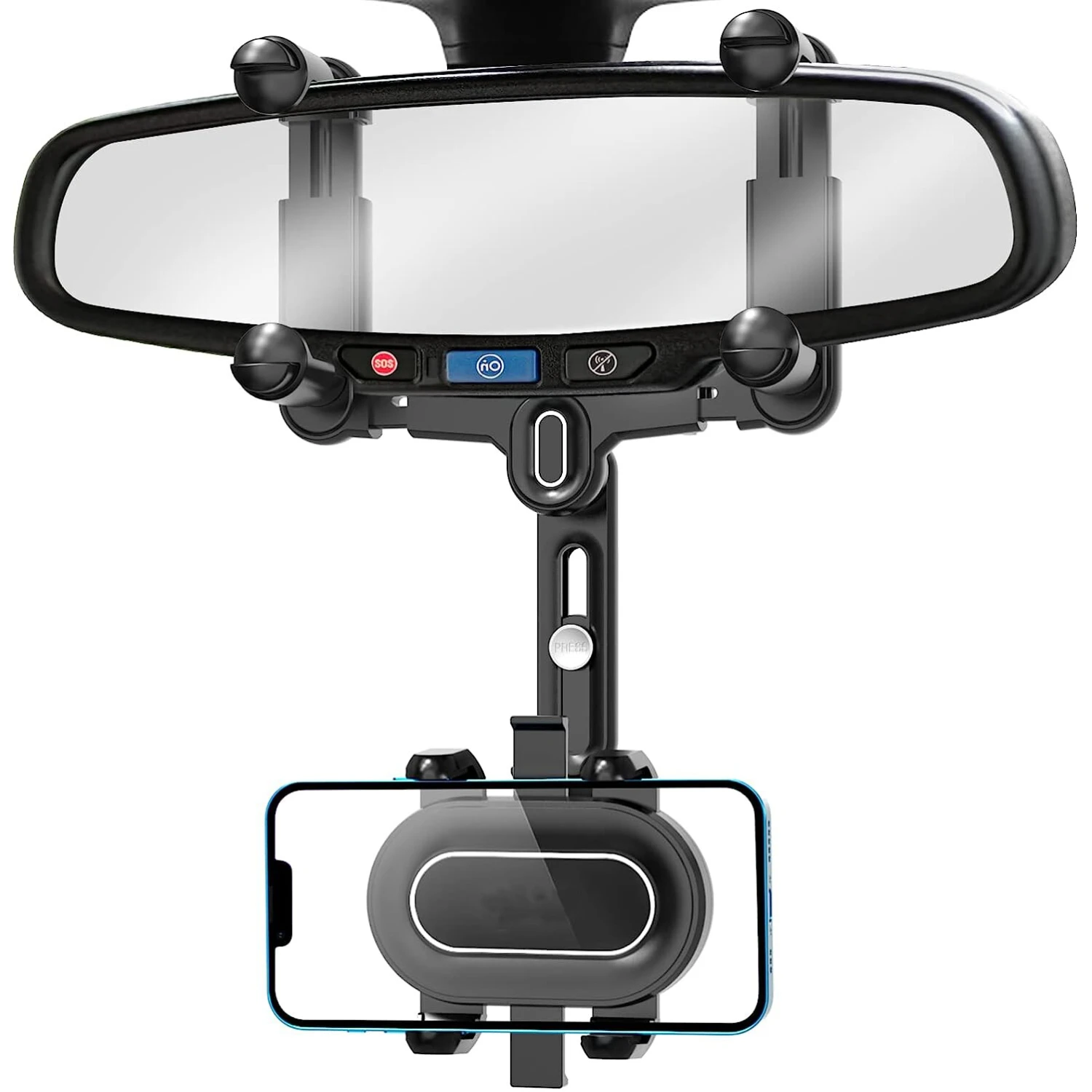 

Large Rearview Mirror Phone Holder Car °Rotatable and Retractable, All Phones and All Car Rearview Mirror with Butto