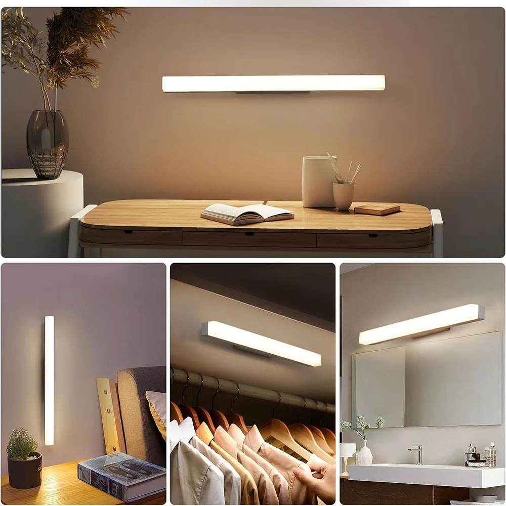 LED RGB Magnetic Night Light Wireless Wall Lamp Remote Control Dimmable USB Charging Long Standby Vanity Mirror Light Home Decor