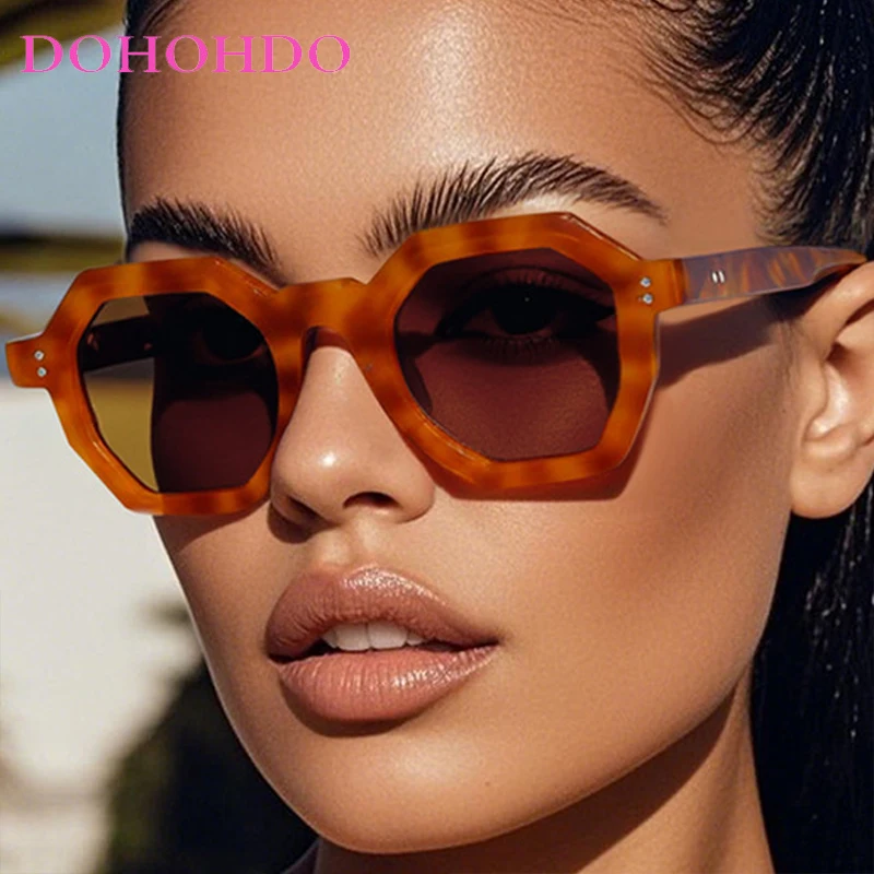 

Vintage Irregular Rice Nail Square Frame Women's Sunglasses Luxury Brand Design Men Sunglass Sports Drive Travel Eyewear UV400