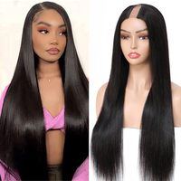 V Part Wig Straight Long Human Hair Wigs Mongolian Straight V Part Human Hair Wigs V Part Machine Made Wigs No Leave Out