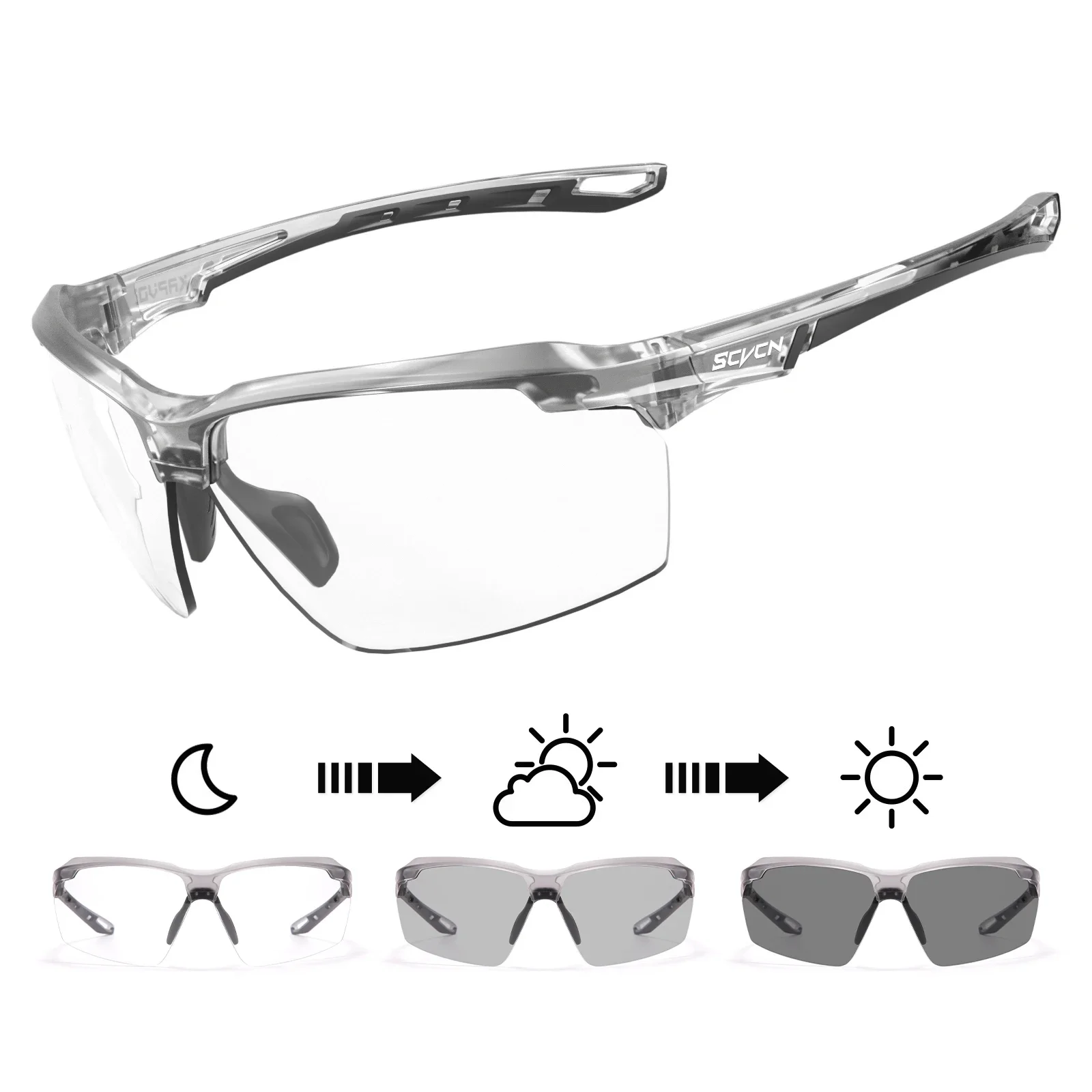 3PACKS SCVCN Meekleurende Fietsen Zonnebril Bril Fiets MTB Fiets Wandelen Golf UV400 Sportbril voor Mannen Vrouwen Baseball