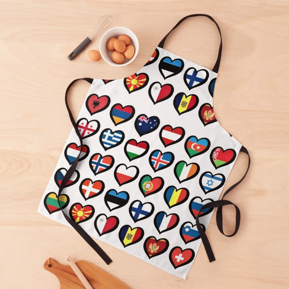 

Eurovision Song Contest Flags HeartsApron cute apron