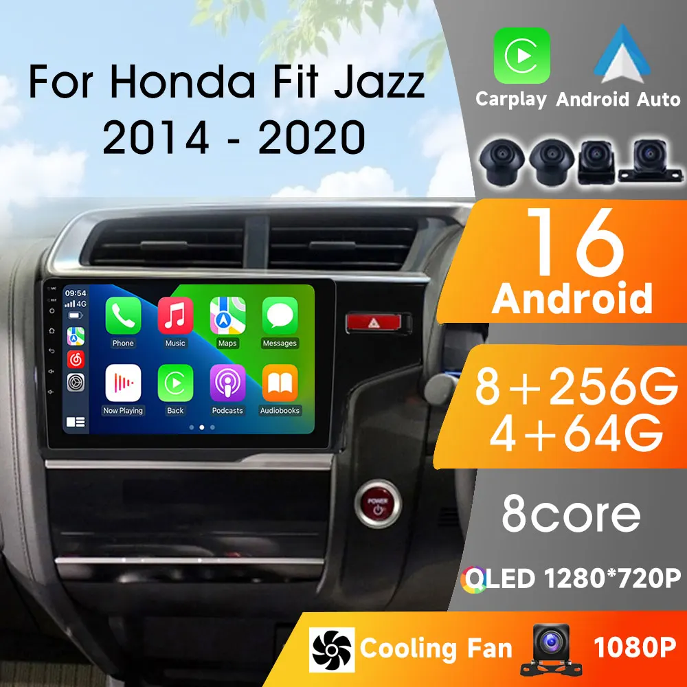 Carplay Android Auto Wireless For Honda Fit Jazz2014 2015 2016 2017 2018 2019 2020 Autoradio Multimedia Player Car Radio Video