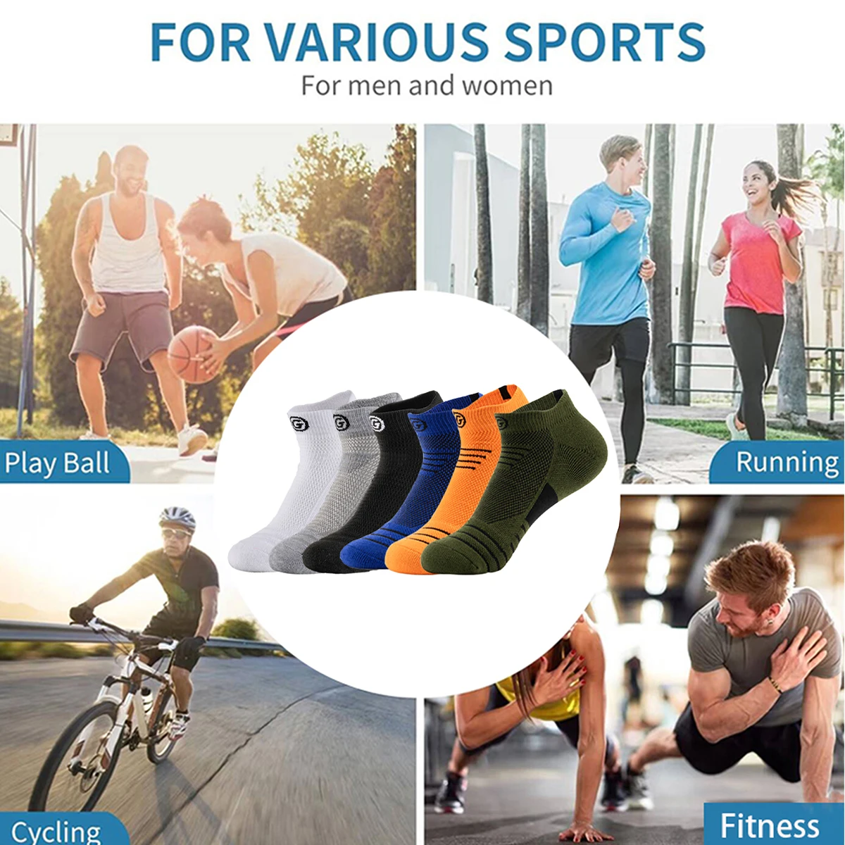 

3 Pairs Sports Socks For Men Thickened Towel Bottom Outdoor Running Basketball Socks Low Cut Socks Sweat-absorbent Breathable