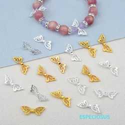 Silver Color Plated Hollowed Alloy Butterfly Beads Handmade Charms Bowknot Spacer For Bracelet DIY Jewelry Accessories 20pcs