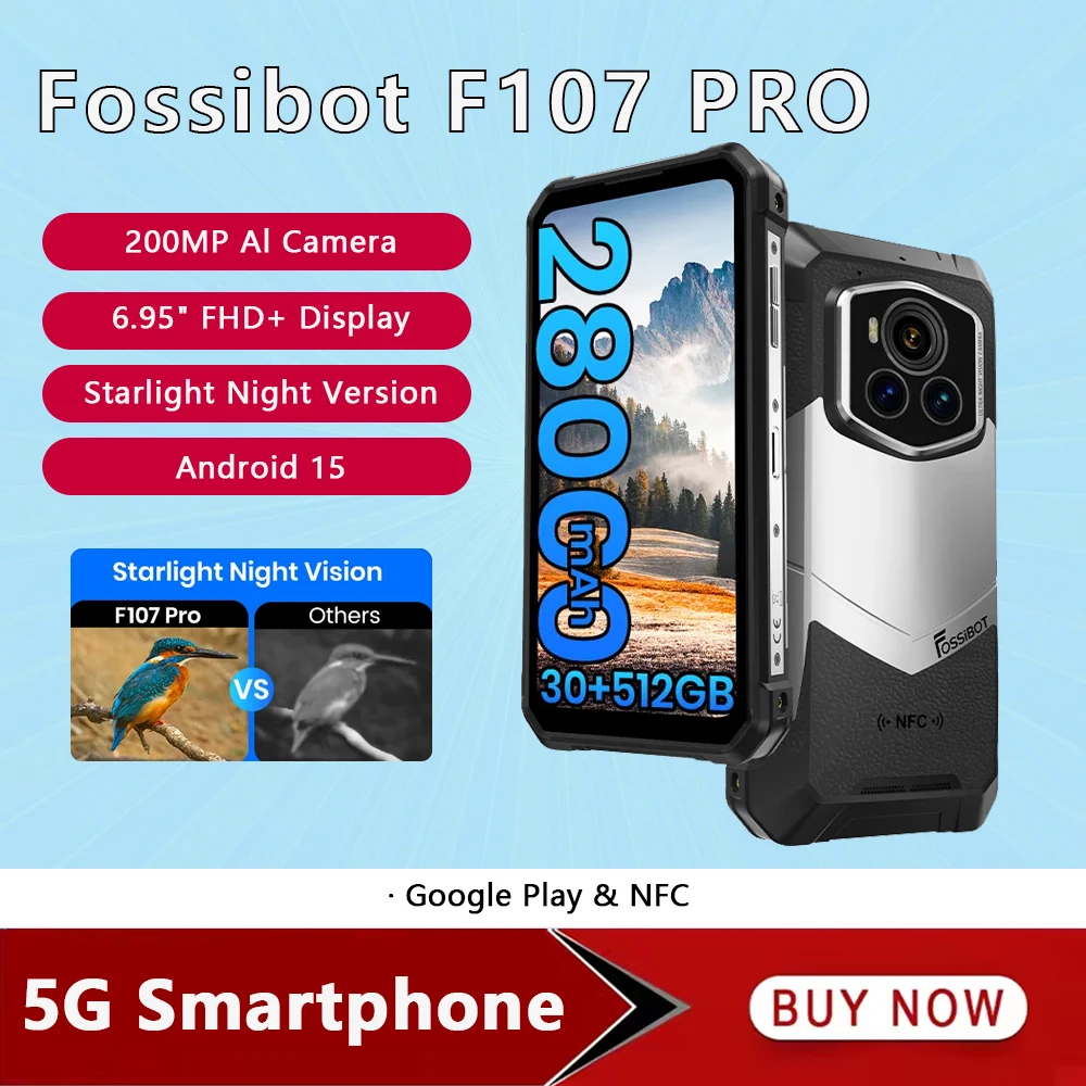 FOSSiBOT F107 PRO 5G Rugged Smartphone Android 15 6.95