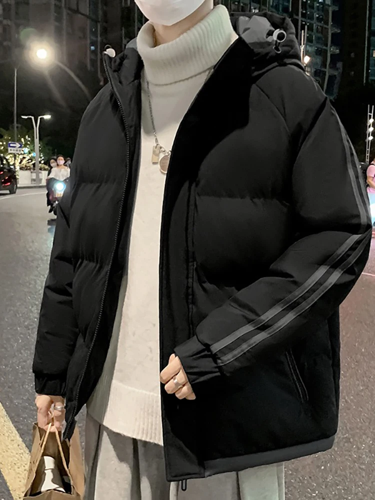 

Зимняя утепленная мужская пуховая куртка с капюшоном, модная, морозостойкая, молодежная, повседневная, с длинными рукавами, на молнии