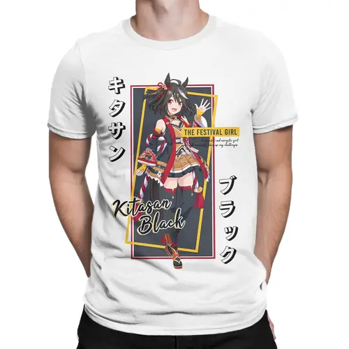 Imagen 2 del producto Camisetas negras de Humor Uma Musume Pretty Derby Kitasan para hombre, camisetas de algodón puro con cuello redondo, camiseta de manga corta, ropa única