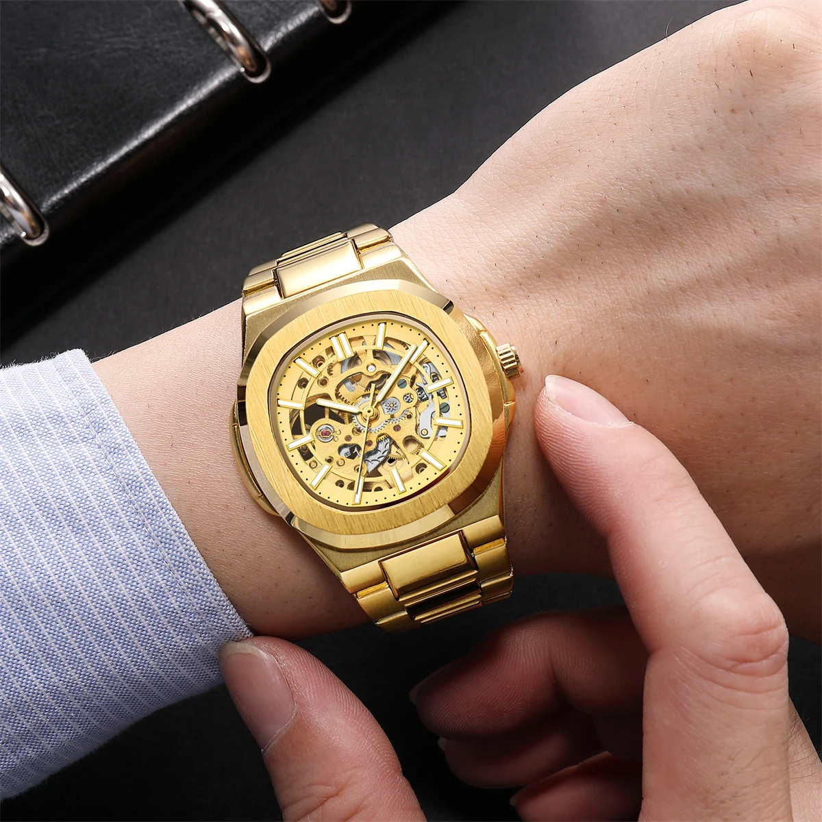 Luxury highend mechanical men\'s watch wrist automatic mechanical watch hollow alloy clocks watch for men fashion trend Relogio