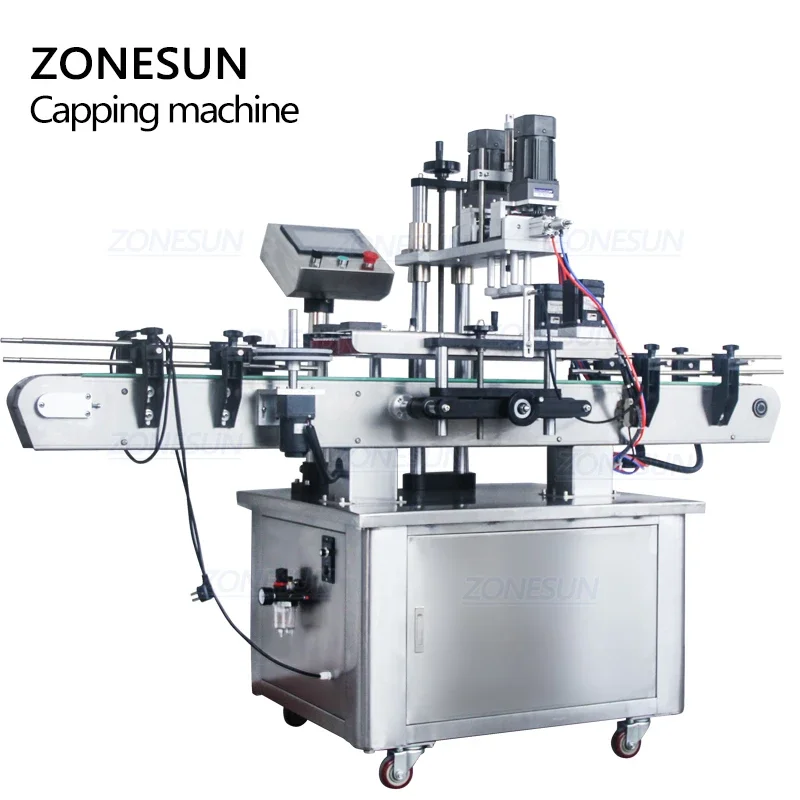ZONESUN-máquina tampando automática do frasco, bonde, plástico, vidro, cristal, champô, cosmético, loção, mel, ZS-XG440