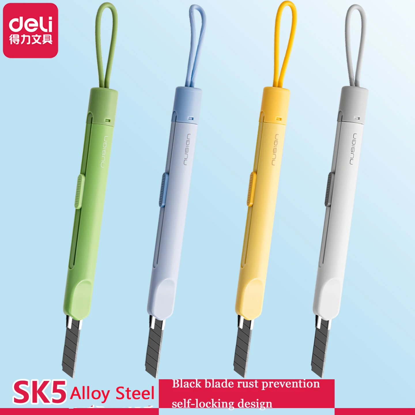 DeLi New 2-in-1 Unboxing Knife Multi Functional Portable Telescopic Knife For Student Children Lightweight Paper Cutting Knife