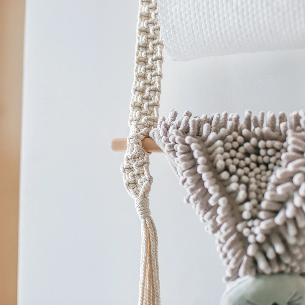 

【Lowest-Price!】Wall Hanging Shelf, Handmade Cotton Woven Rope Bohemian Shelves, Boho Decor Hanging Shelf Indoor Wall Decor For B