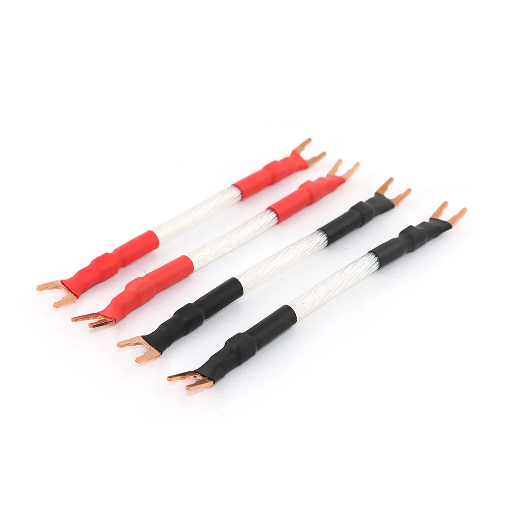 4pcs Speaker Audio Cable 5N OCC Silver Plated Jumper Bridge Cable Y Spade to Y Spade Plug Wire