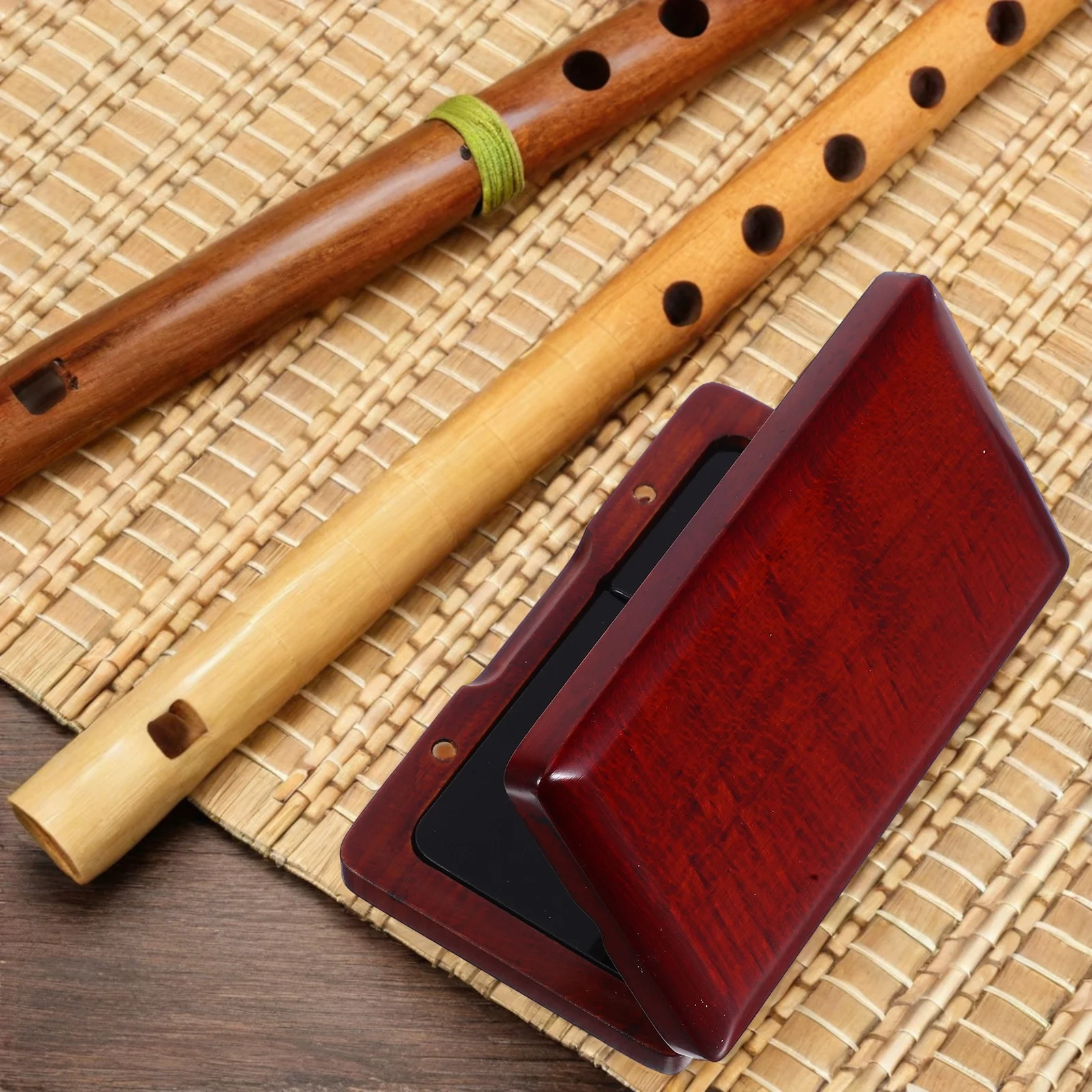 

Solid Wood Reed Box Storage Clarinet Case Boutique Saxophone Holder Bamboo Walnut