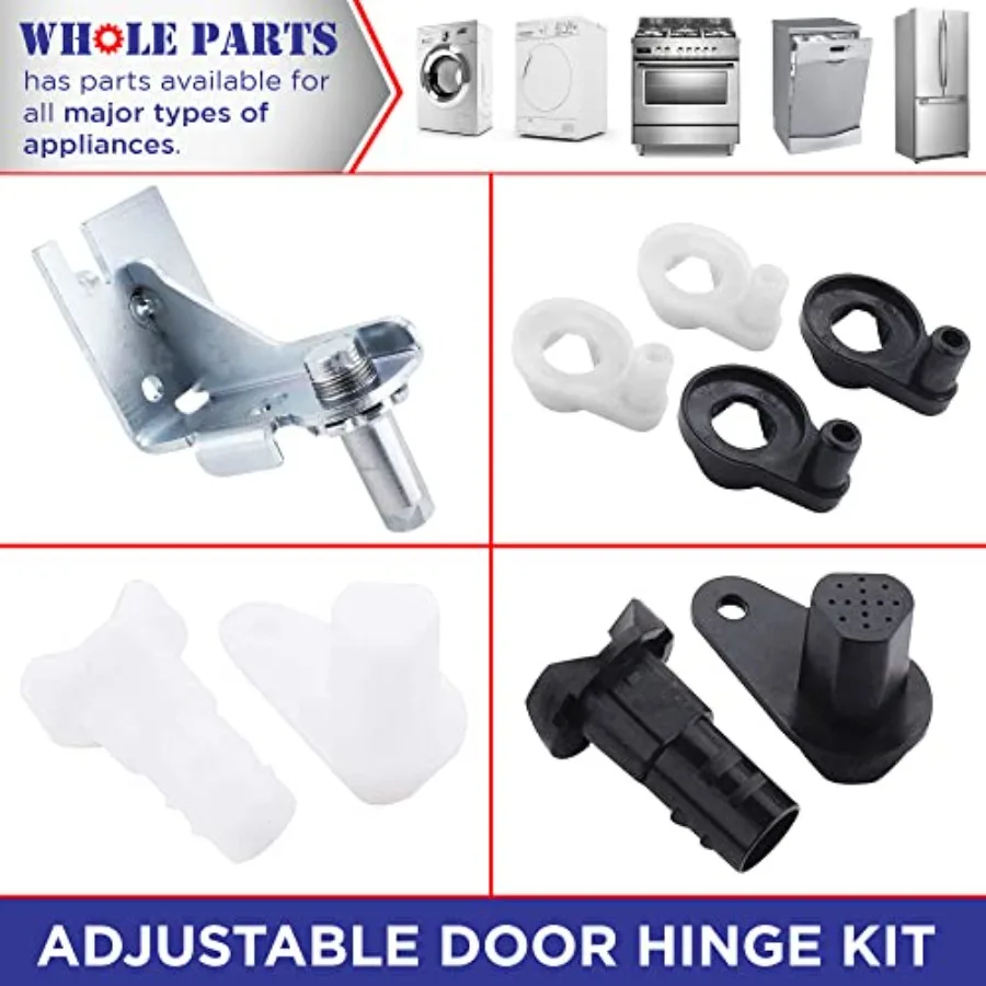 Whole Parts Refrigerator Adjustable Door Hinges Kit for Left and Right Doors #5303918455 - Replacement and Compatible w/Some Fr