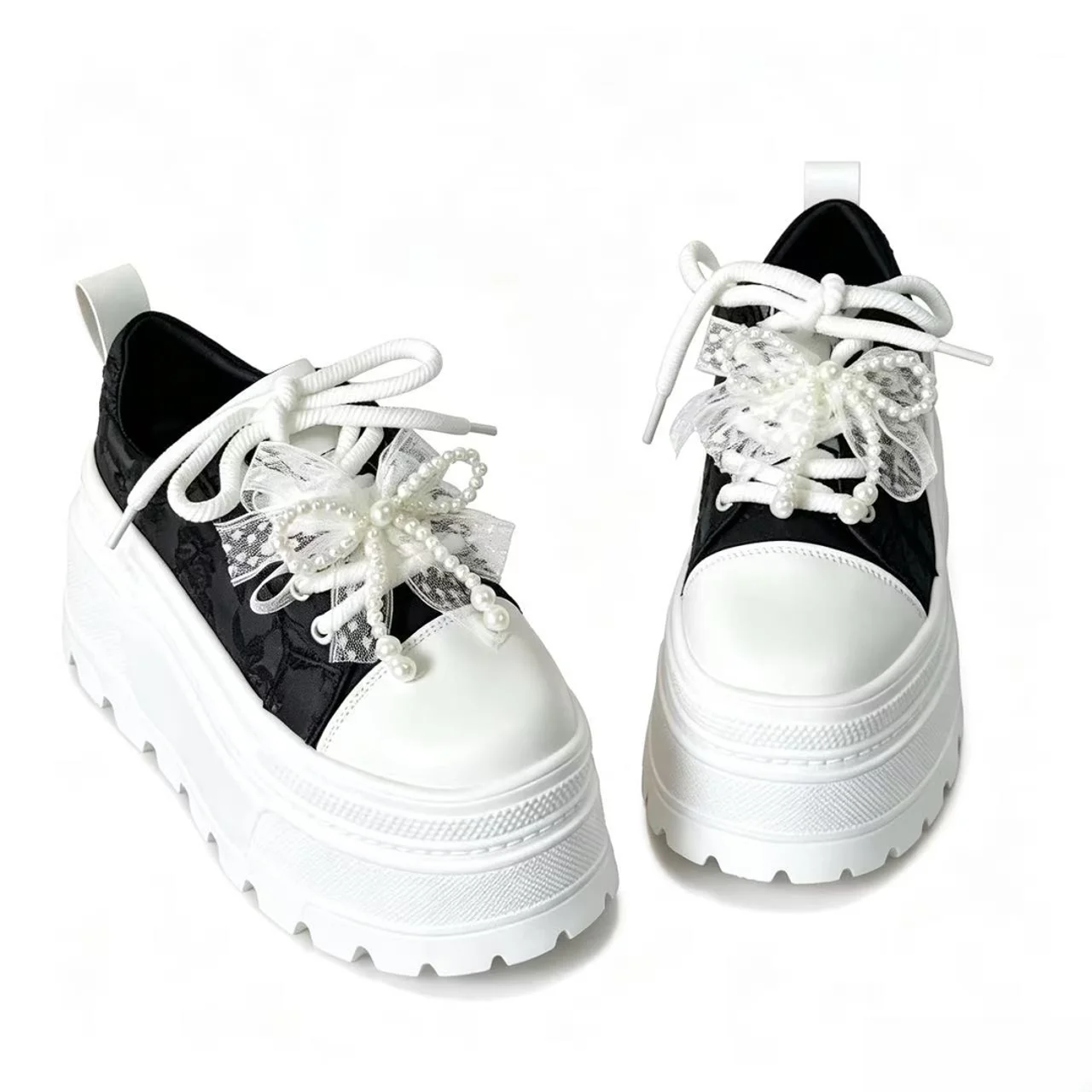 Women's Thick-Heeled Classic White Sneakers Spring/Autumn New Style Single Shoes Match Skirts Versatile Casual Board Shoes view 5