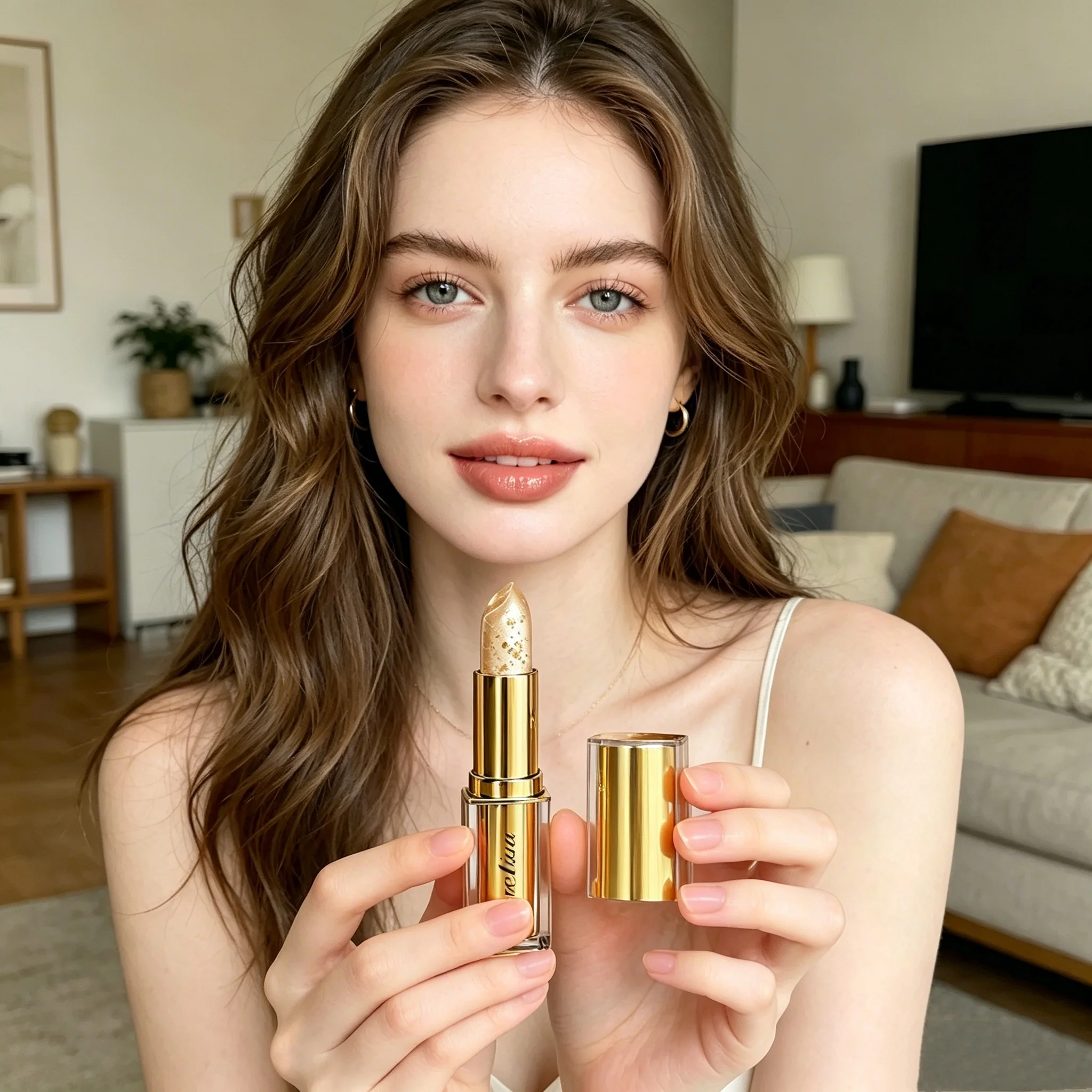 New Gold Foil Moisturizing Lipstick Color Changing High Shine Fade Lip Line Relieves Dryness Non-Stick Hyaluronic Acid Lip Stick