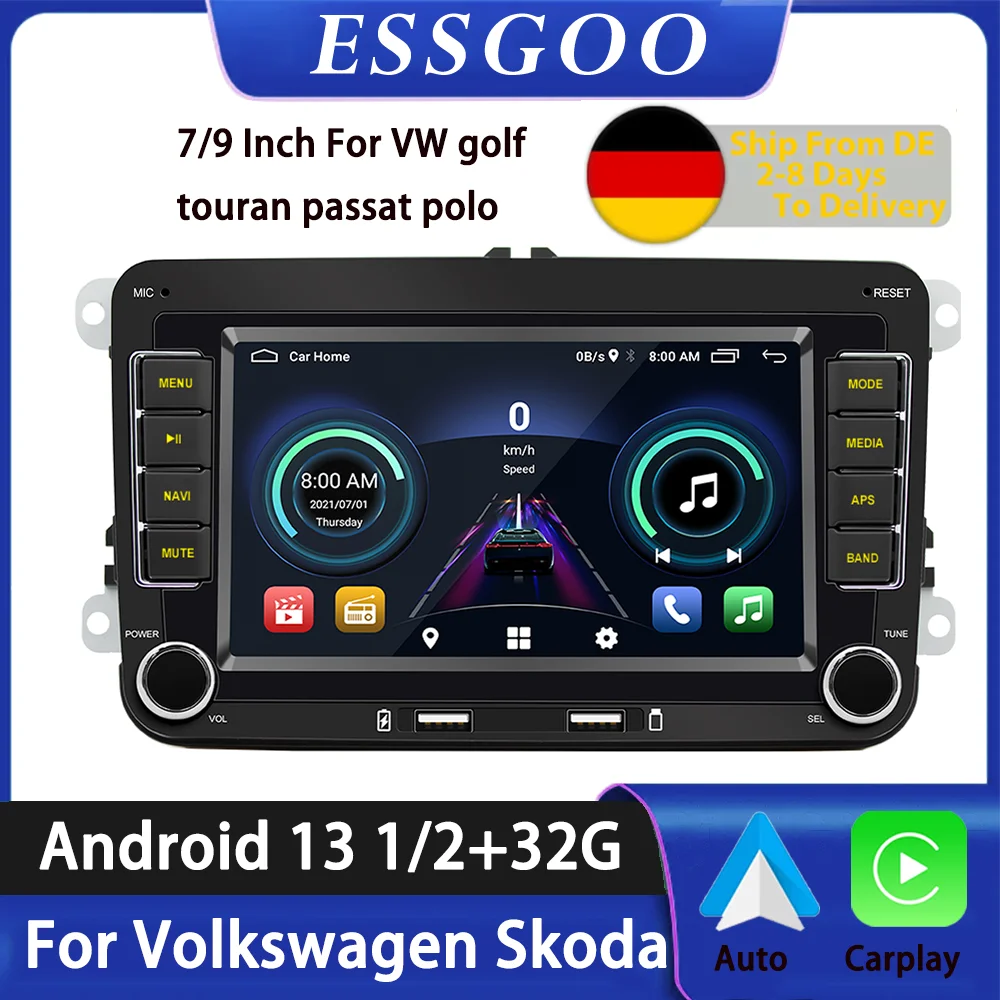 ESSGOO Android Auto Radio for Volkswagen VW Passat B6 B7 T5 Tiguan Touran GOLF POLO Carplay  Car Multimedia GPS WiFi RDS