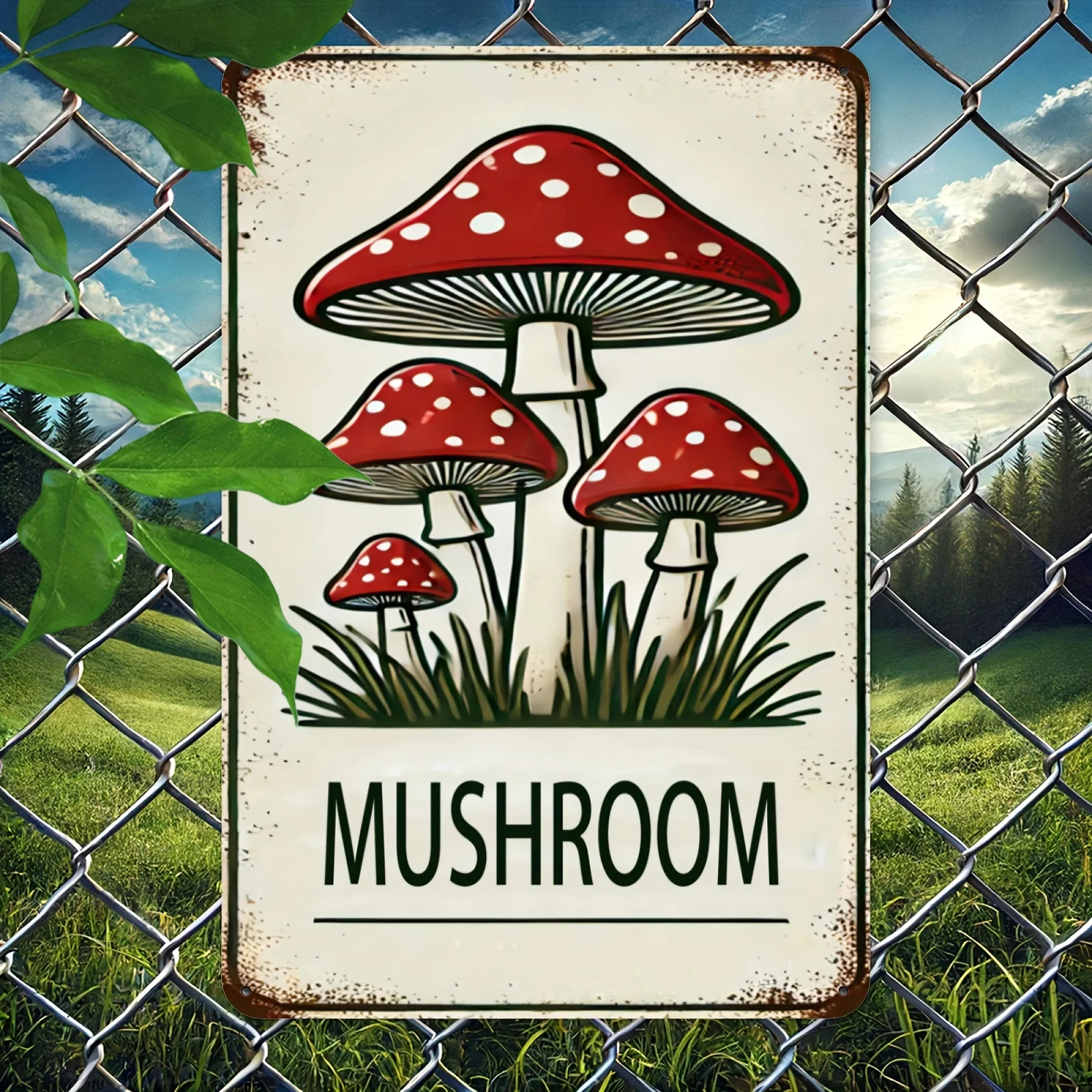 1PC Charming Vintage Mushroom Metal Iron Sign Rustic Iron Wall Decor for Home Kitchen Bar Cafe Club - 8x12 Inches