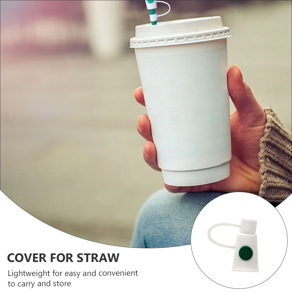 

1 комплект соломенных заглушек, многоразовые герметичные колпачки для соломинки диаметром 6–8 мм, легкие, удобные для переноски, зелено-белые соломенные заглушки