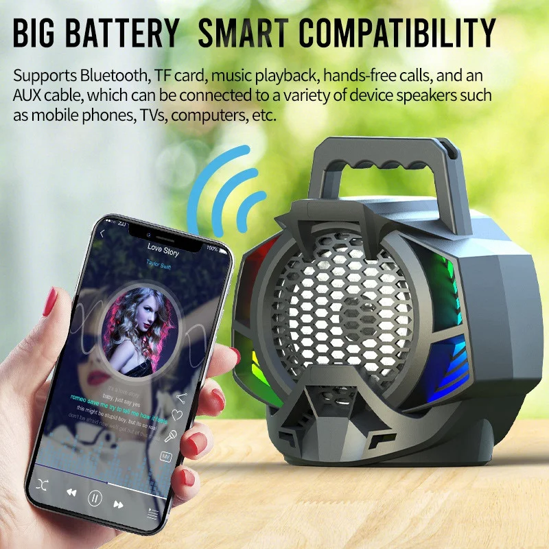 Portable Loud Field Multifunctional Bluetooth Speaker 6W Outdoor Portable Speaker 5-Inch Horn