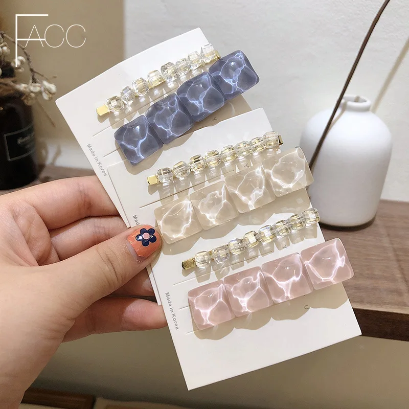Crystal Water Ripple Hair Clip for Women Summer Vacation Side Fringe and Temple Holder Premium Lightweight Acrylic Daily