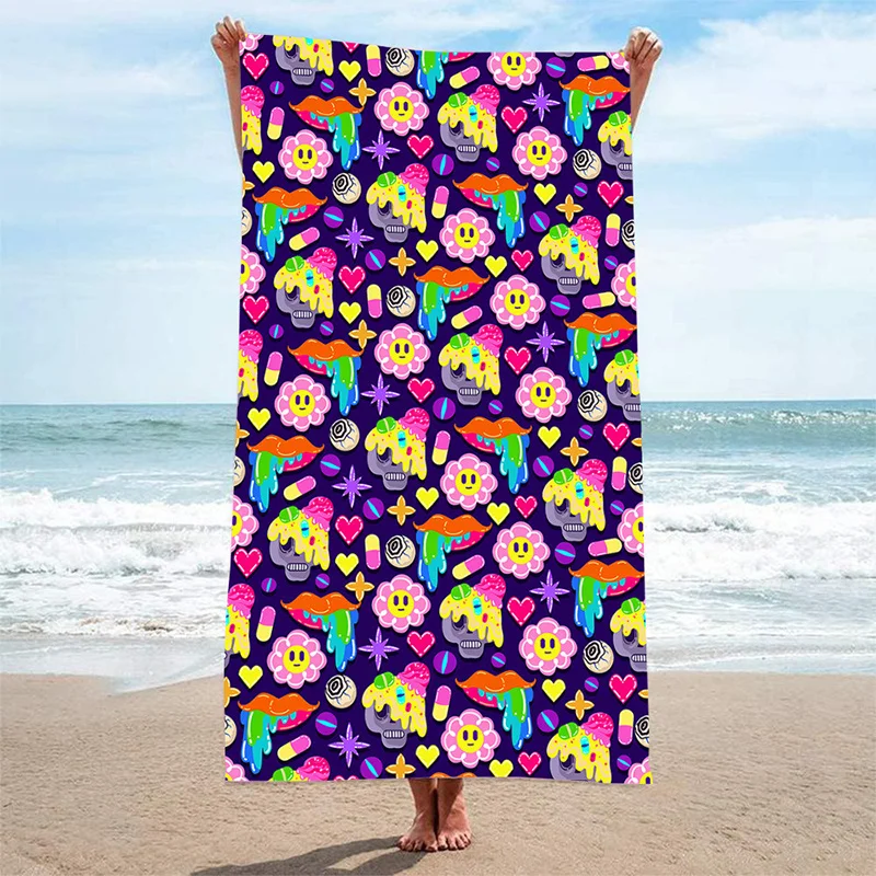 

Beach Towel Fun Pattern Sun Protection Windproof Suitable For Swimming Pool Camping Travel Blanket