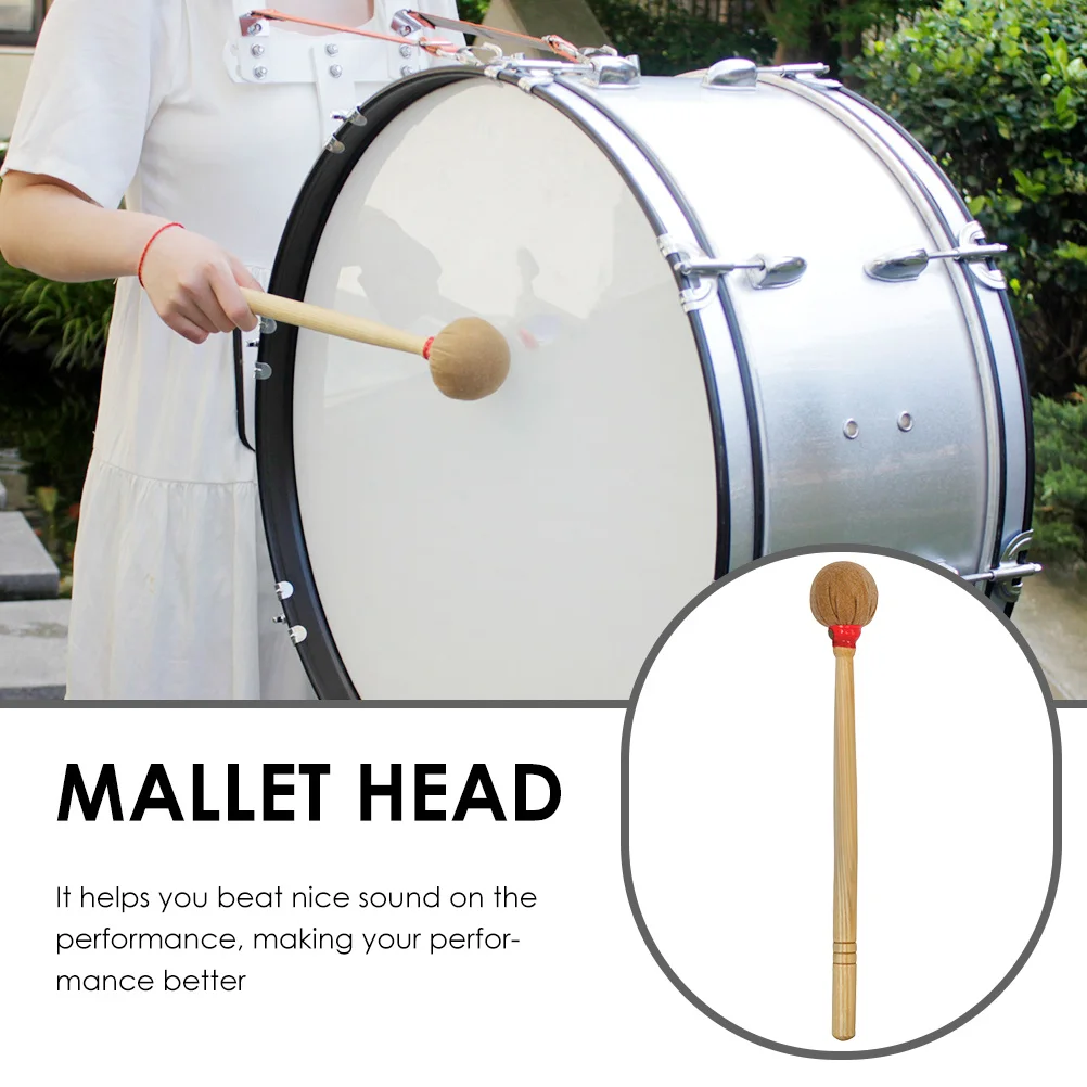 

Bass Drumstick Cotton Cloth Head Maple Handle Non-Skid Grip Drum Mallet Percussion Instrument Accessory for Stage Performance
