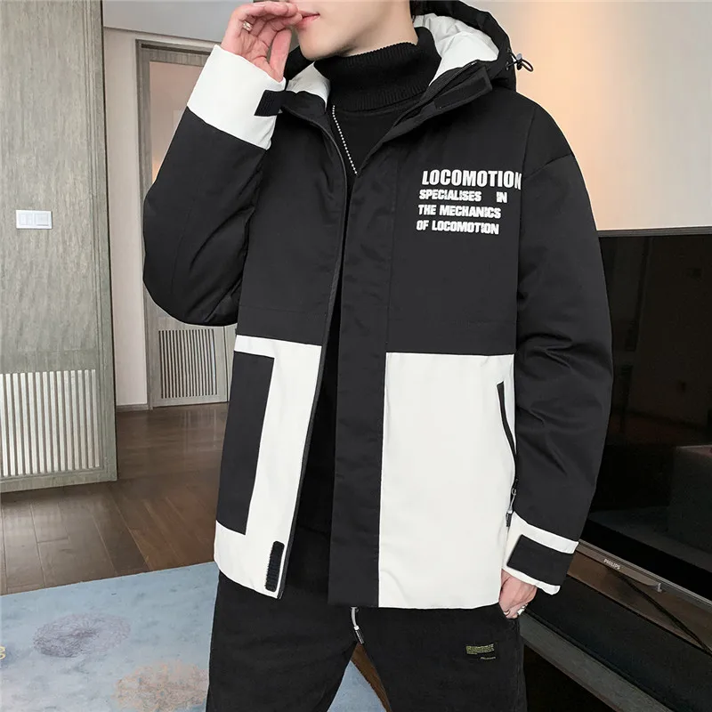 New Casual Men's 2023 Autumn Winter Warm Hooded Cotton-Padded Jackets Down Coats Streetwear Windproof Thicken Parkas Top Clothes