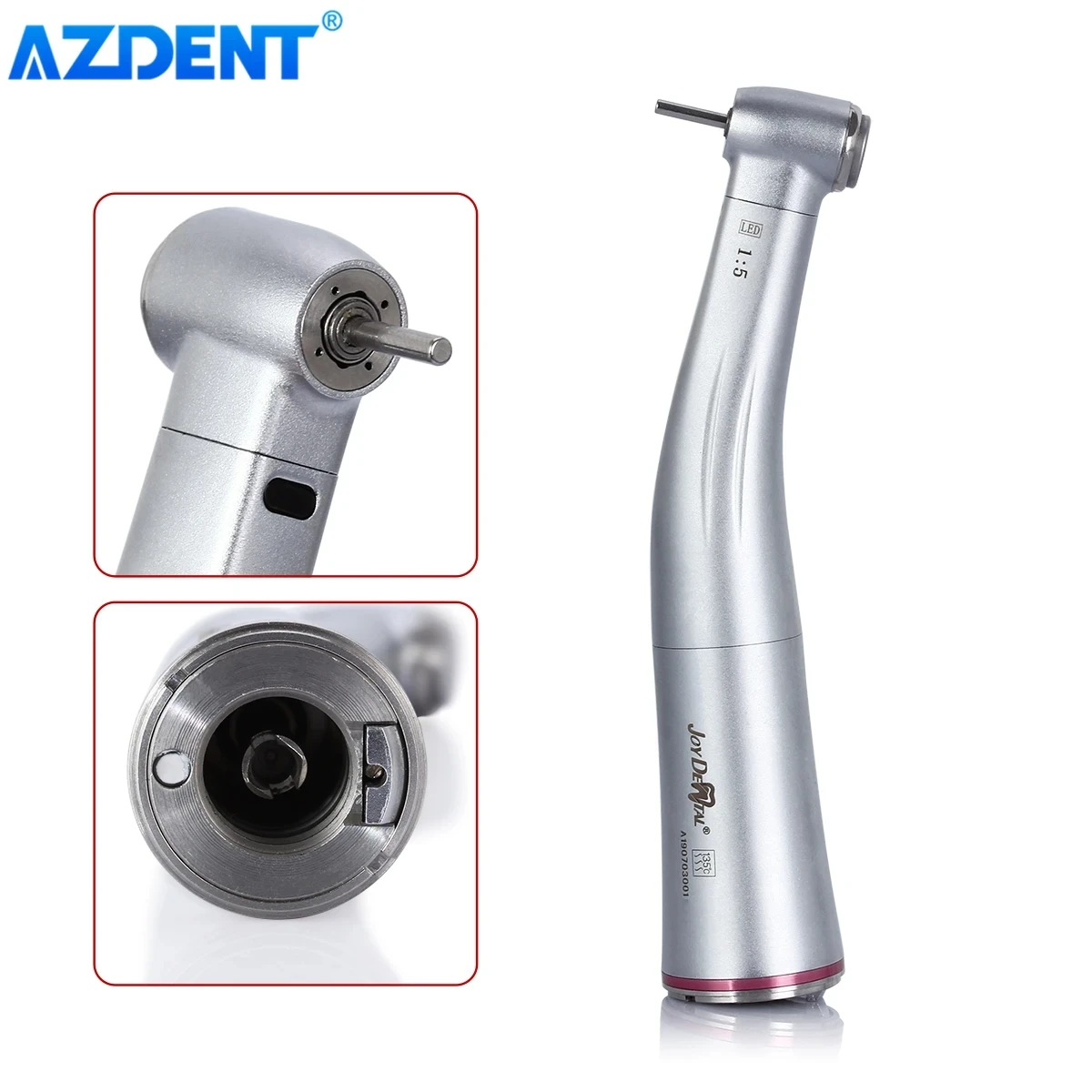 AZDENT Dental Low Speed Handpiece 1:5 1:1 Fiber Optic LED Contra Angle Ceramic Bearing Internal 4 Spray Button Dentistry Tools