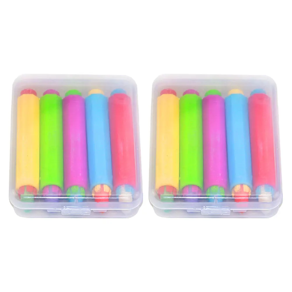 ที่ใส่ชอล์ก 10 ชิ้นพร้อมฝาครอบพลาสติกที่ละลายน้ําได้คลิปคอนเทนเนอร์เก็บสีสันสดใส