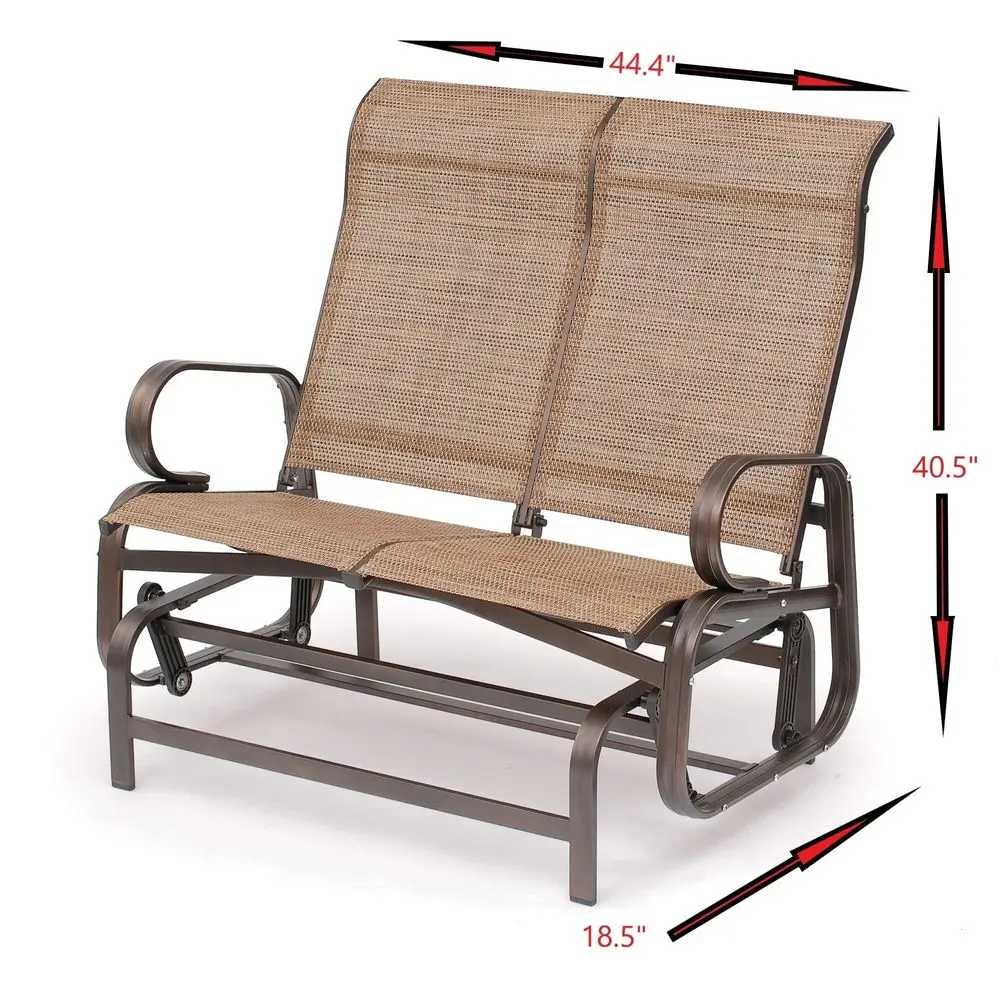 

Bronze Twin Seat Outdoor Glider Brown Beach Polyester Steel