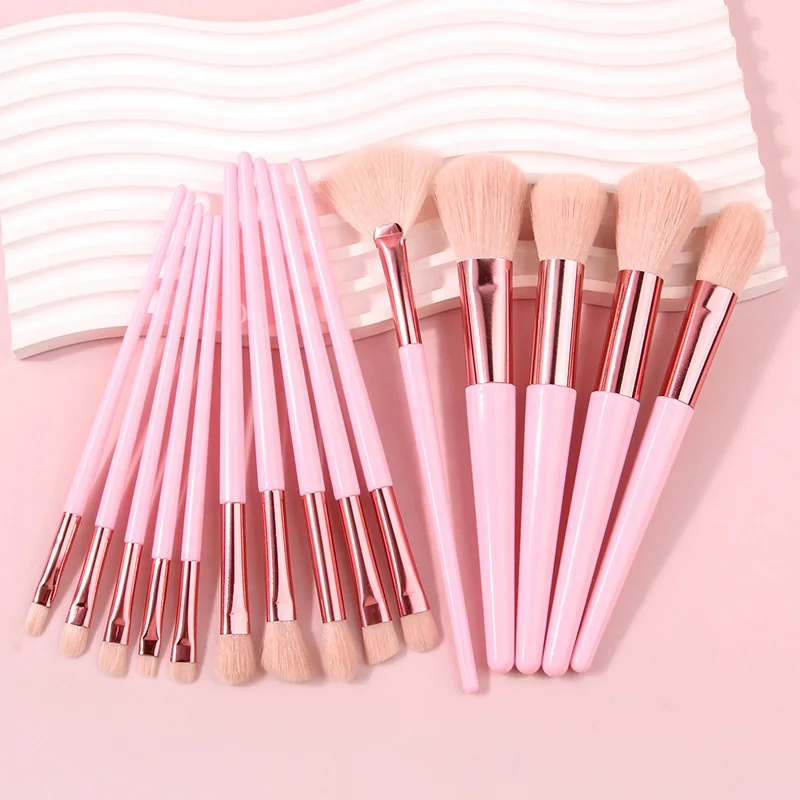 15 Uds. Brochas de maquillaje rosas, cerdas sintéticas Premium, base en polvo, sombra de ojos, juego completo de brochas de maquillaje