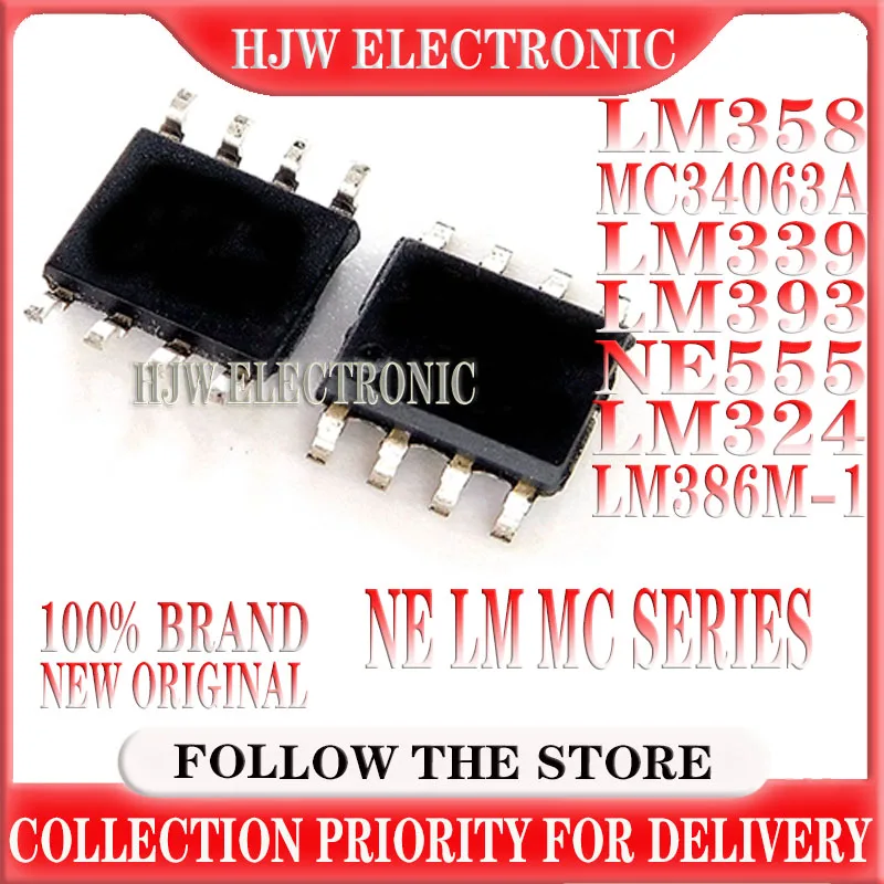 50pcs Lm358 Lm393 Lm339 Lm324 Ne555 Sop Lm358dr Lm324dr Lm339dr Lm393dr Ne555dr Lm386 Lm386m-1 Mc34063a Amplifier Circuit New