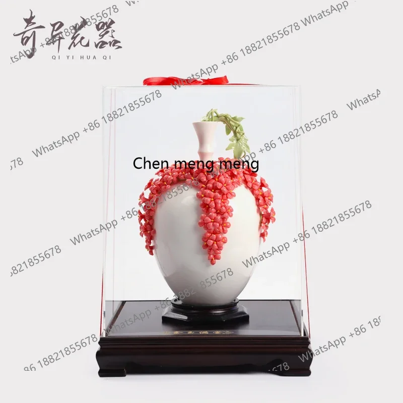 A74Handmade ceramic pomegranate flower vase handicraft decoration 